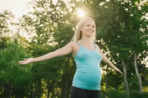 pregnant woman doing yoga exercises