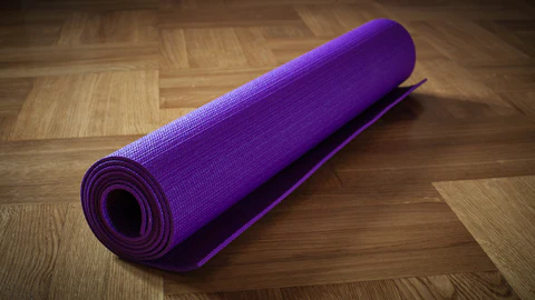 rolled up yoga mat