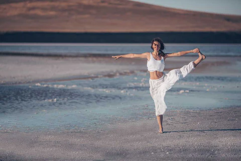 woman doing yoga