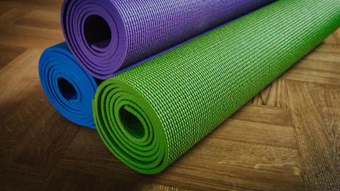 yoga mats on floor